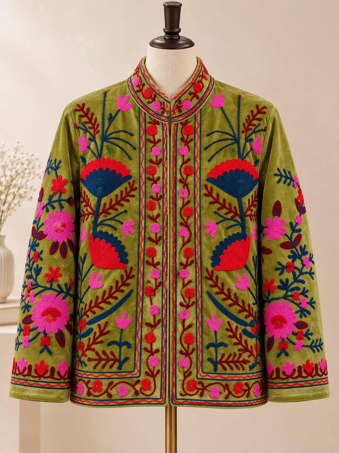 Velvet Suzani Jacket Green