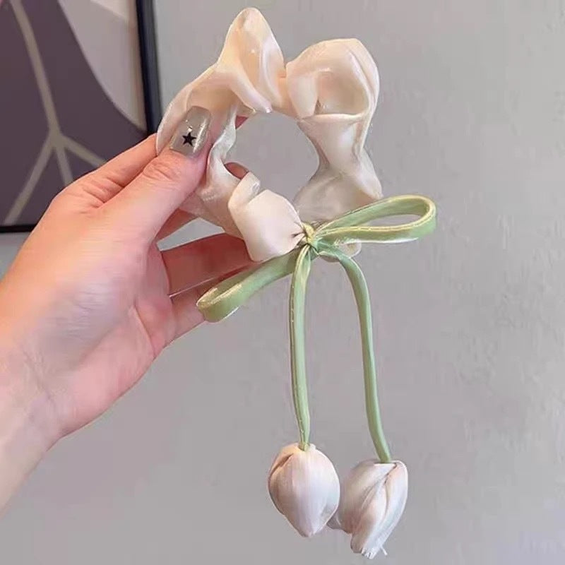 Tulip Ribbon Hair Scrunchies