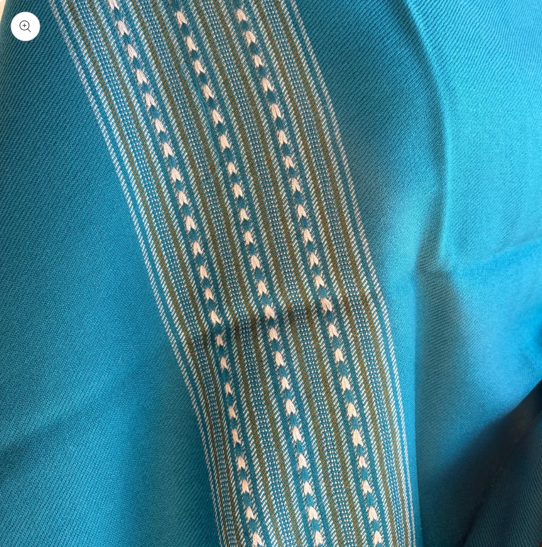 Hand Woven Pure Merino Wool Stole- Teal blue