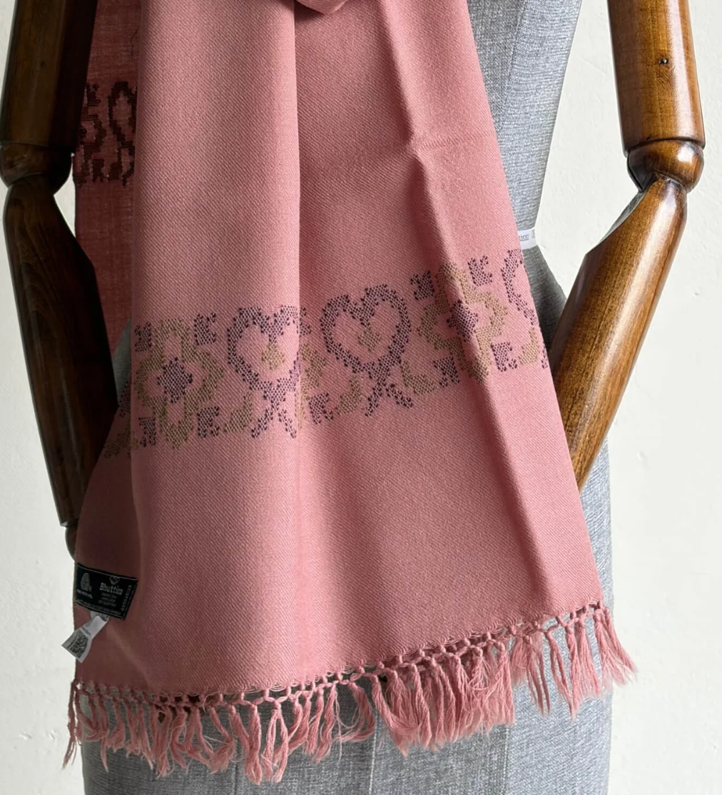 Handwoven Pure Merino Heart Stole- Dusty Pink