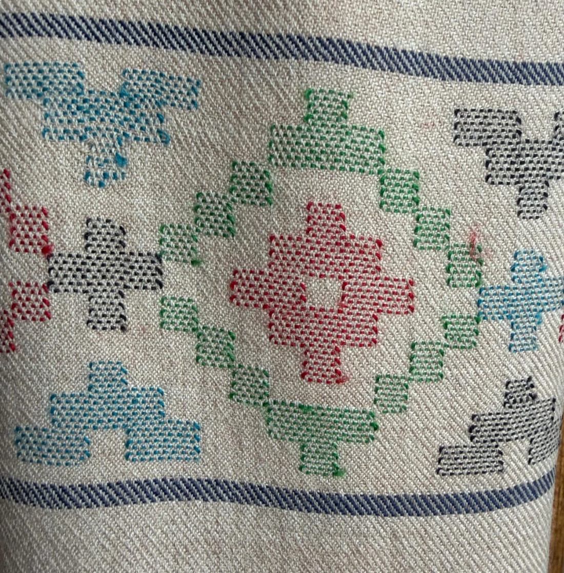 Hand Woven Pure Merino Wool Stole - Beige