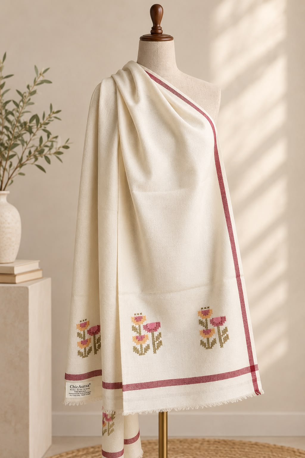 Hand Woven Pure Merino Wool Off White