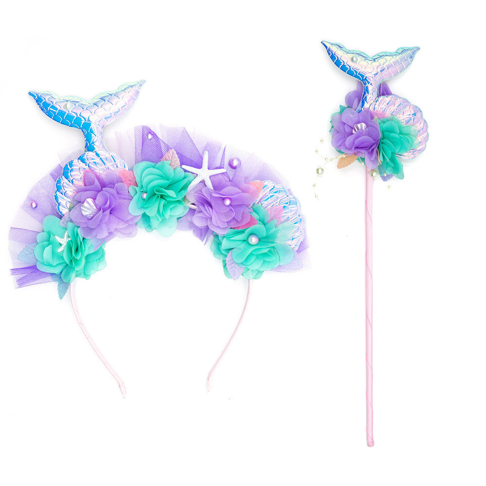 Mermaid Headband with Starfish Magic Wand