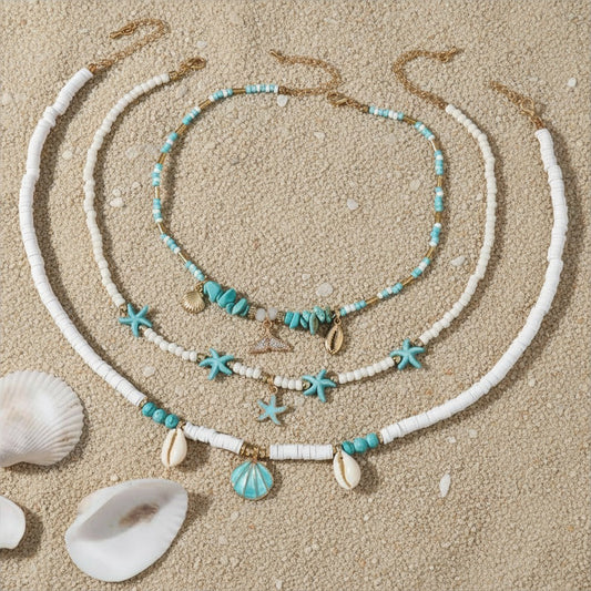 Turquoise Shell Starfish Layered Necklace