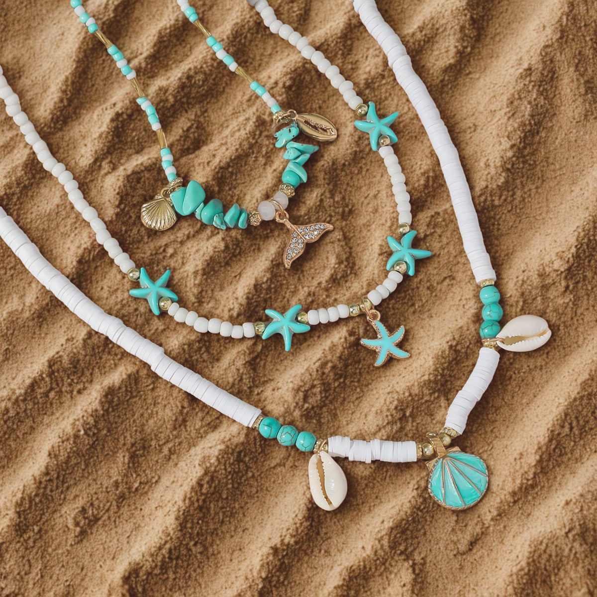 Turquoise Shell Starfish Layered Necklace