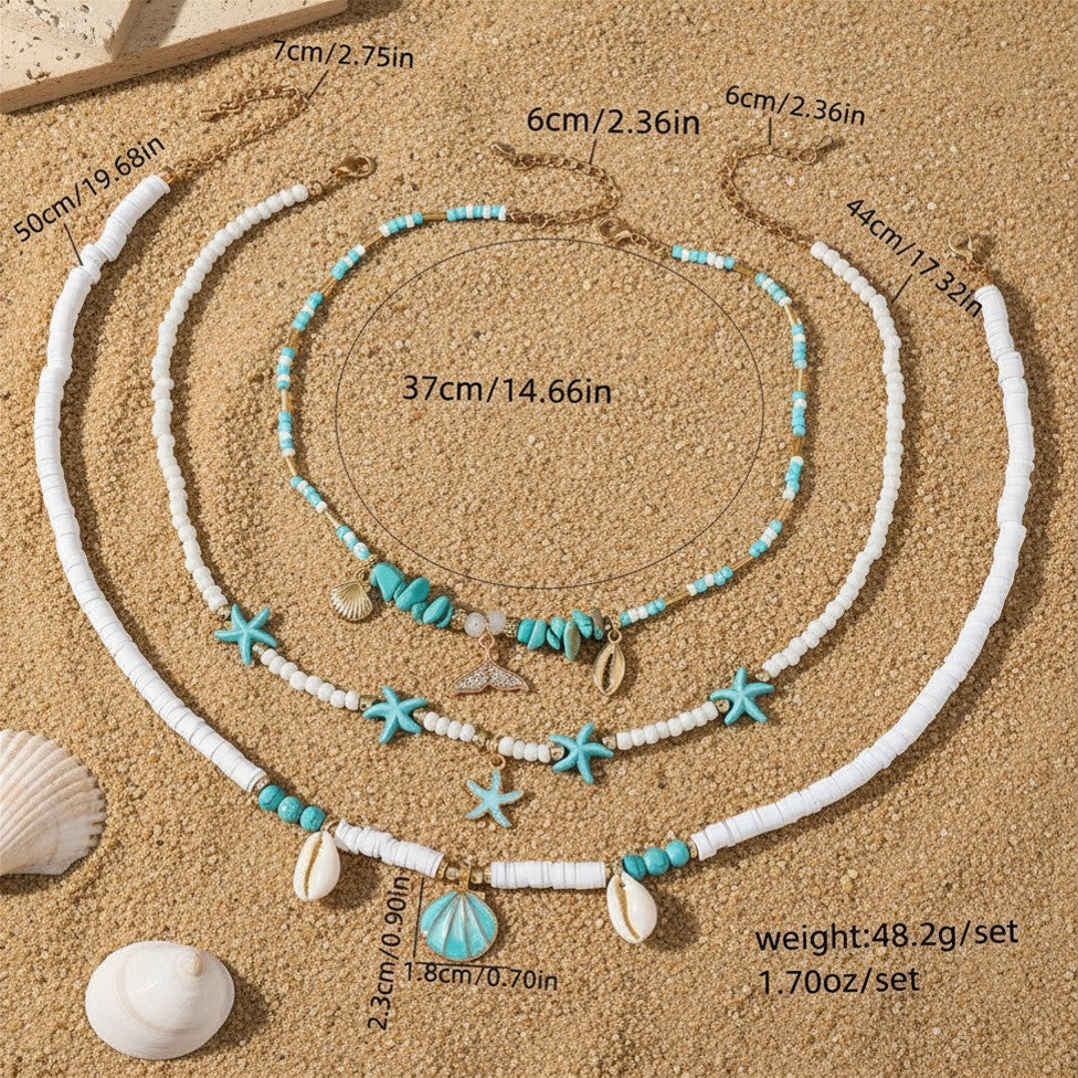 Turquoise Shell Starfish Layered Necklace