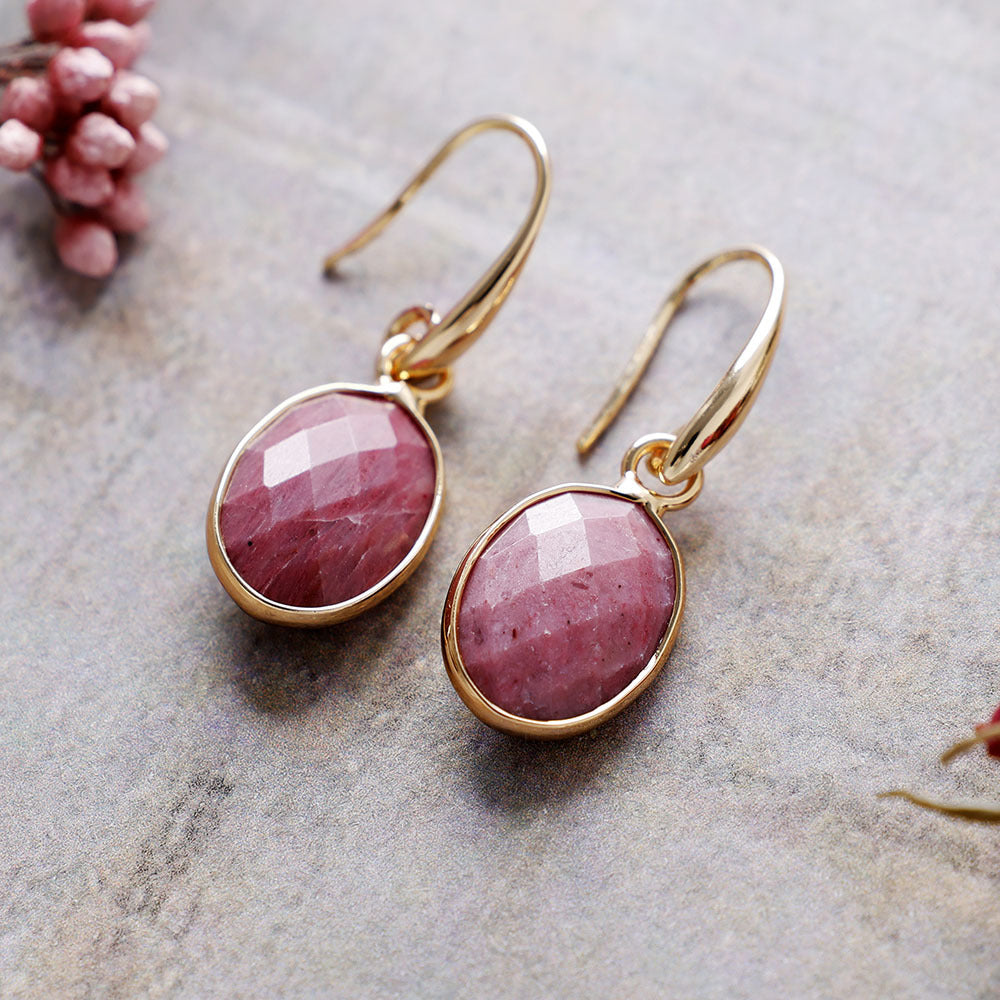 Natural Stone Crystal Drop Earrings