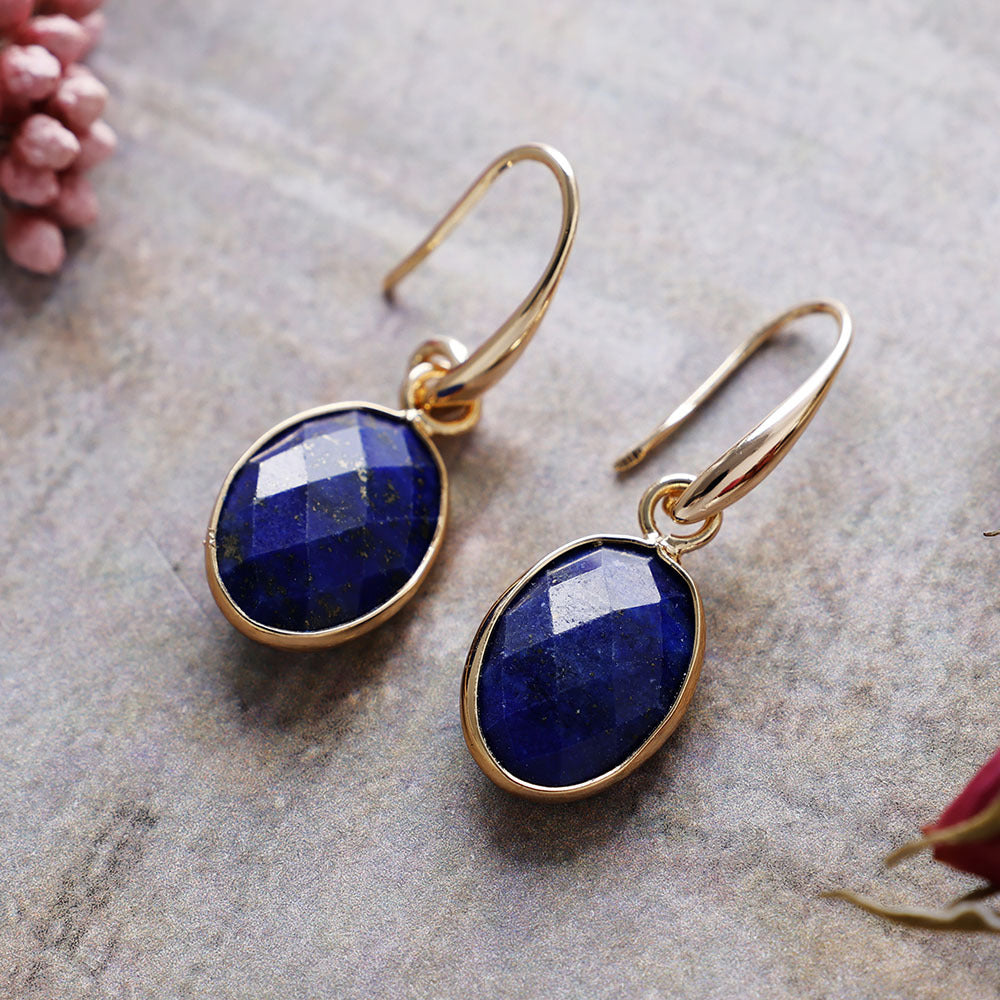 Natural Stone Crystal Drop Earrings