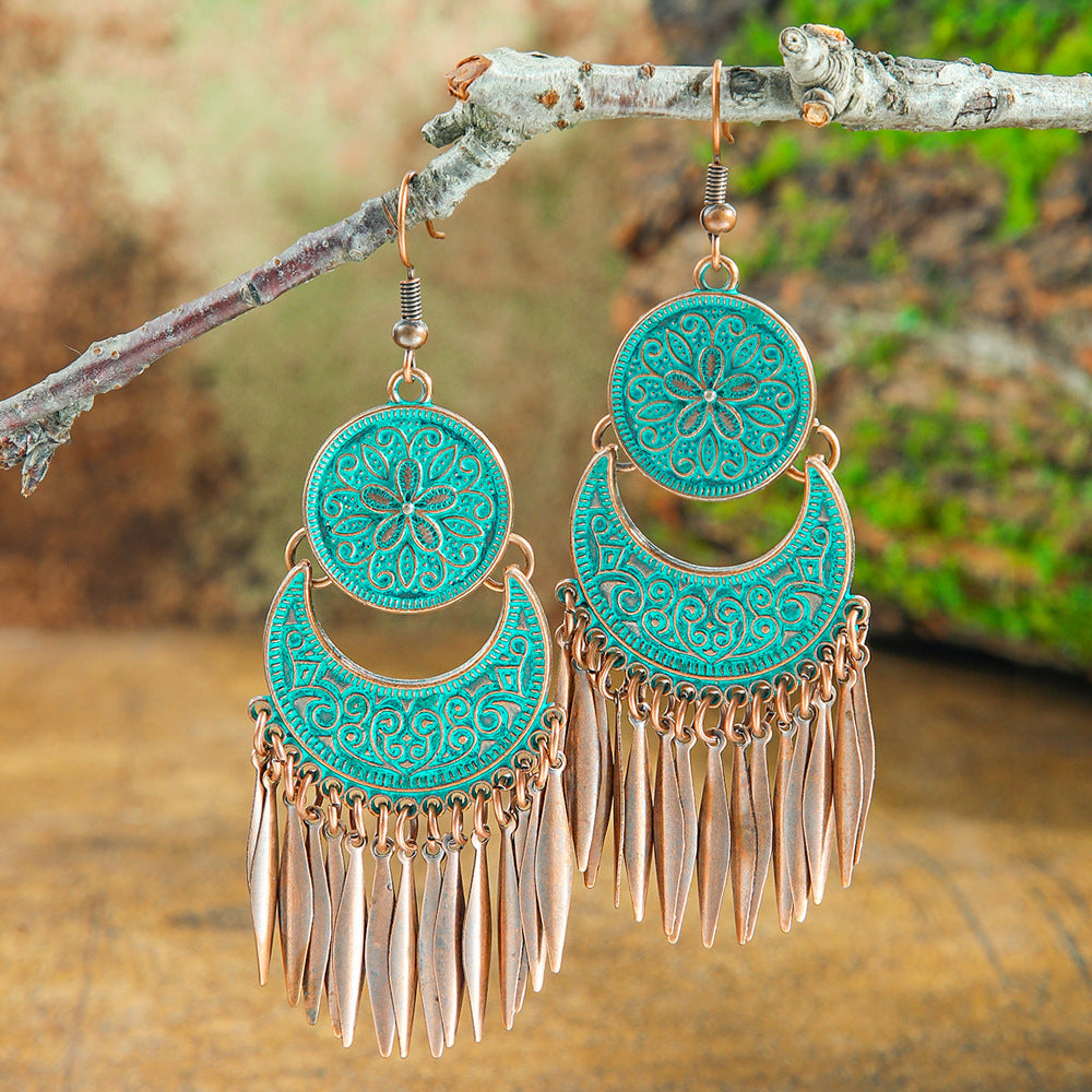 Ethnic Style Retro - Hollow Silver Statement Earrings