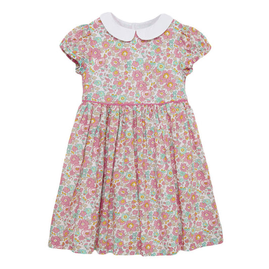 Vintage Floral Girls Collar Dress
