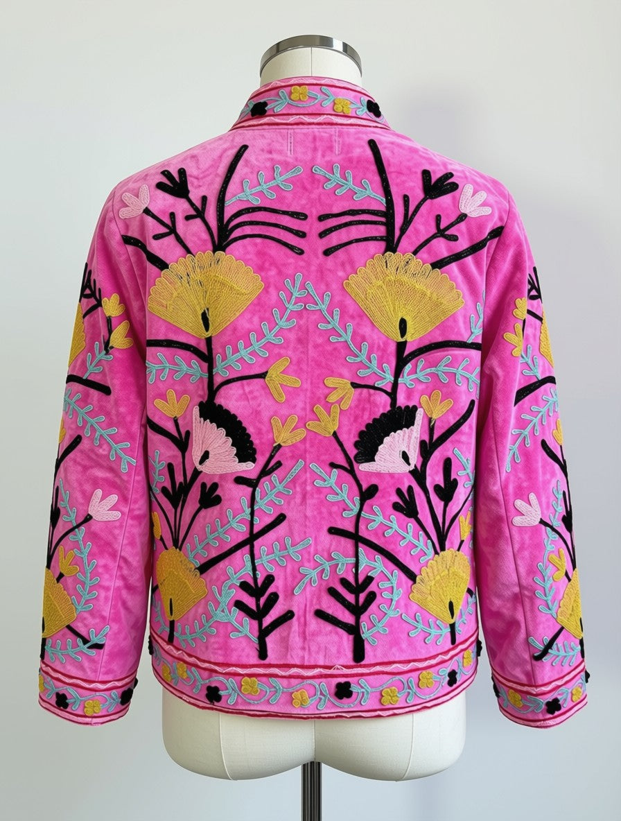 Velvet Suzani jacket Pink