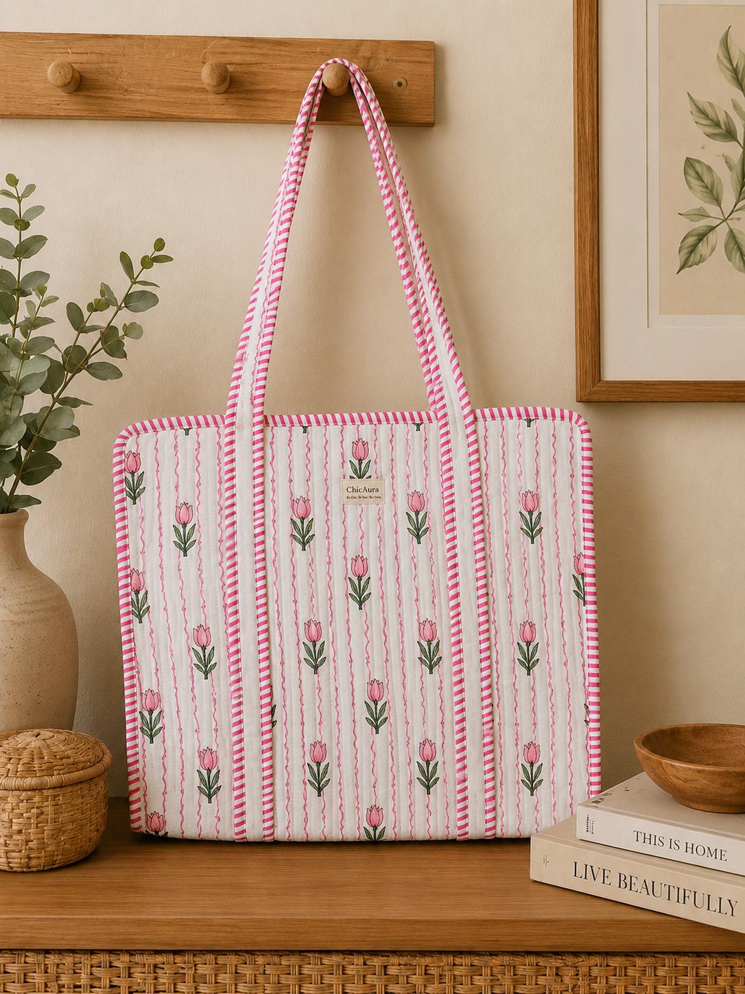 Blush Tulip Tote Bag