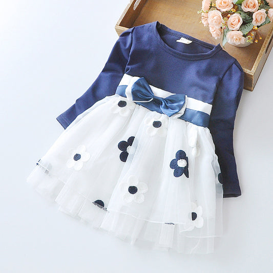 Casual baby dot mesh Princess Flower Dress