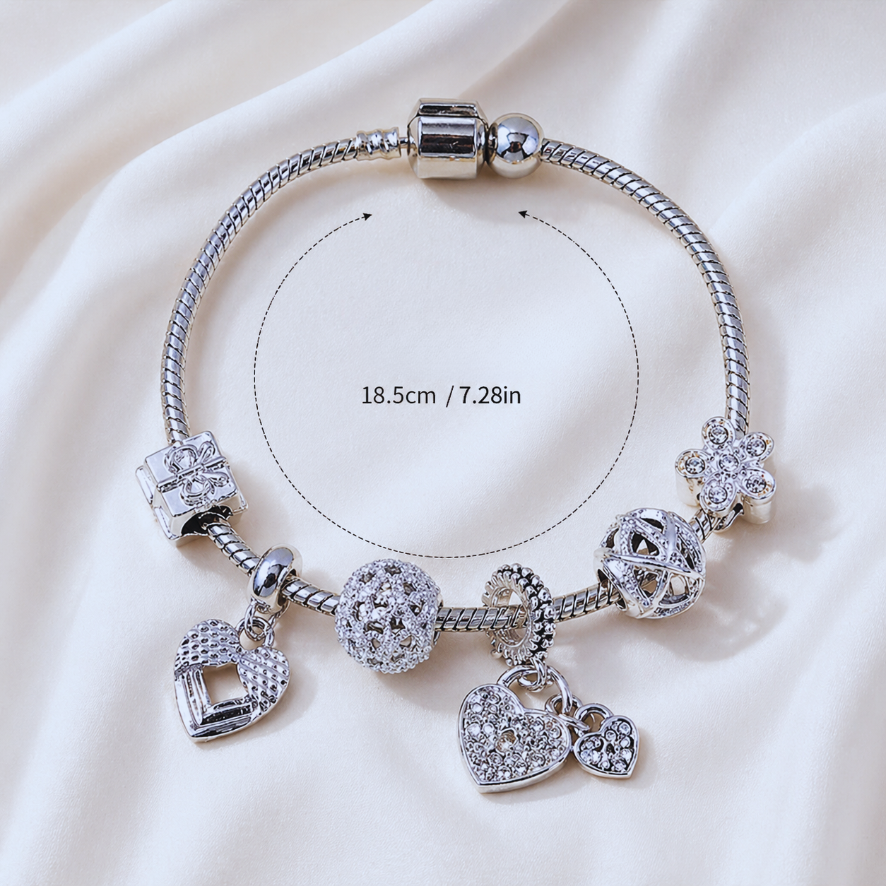 Sparkle Charm Silver Bracelet