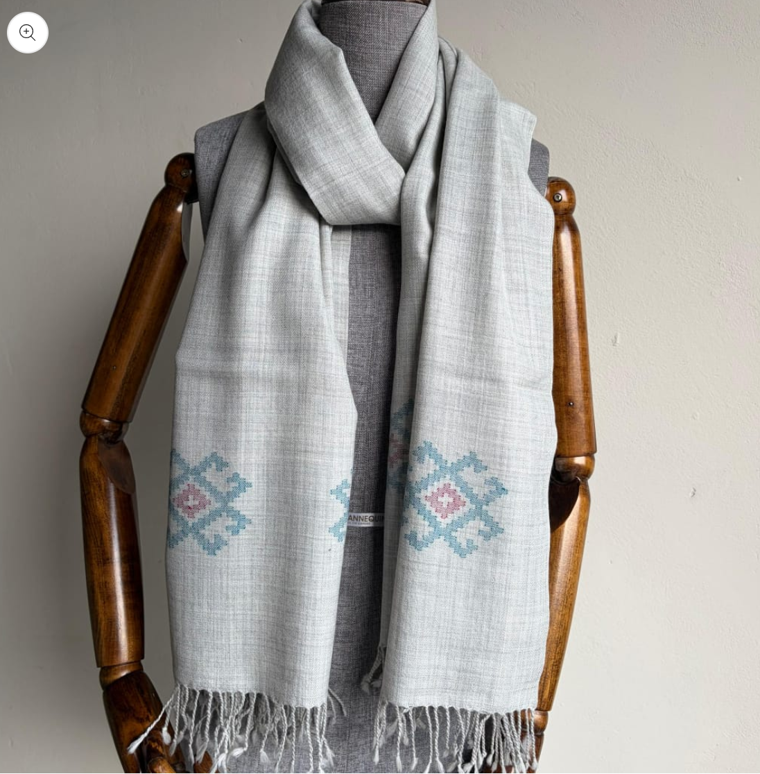 Hand Woven Pure Merino Wool Stole - Light Grey