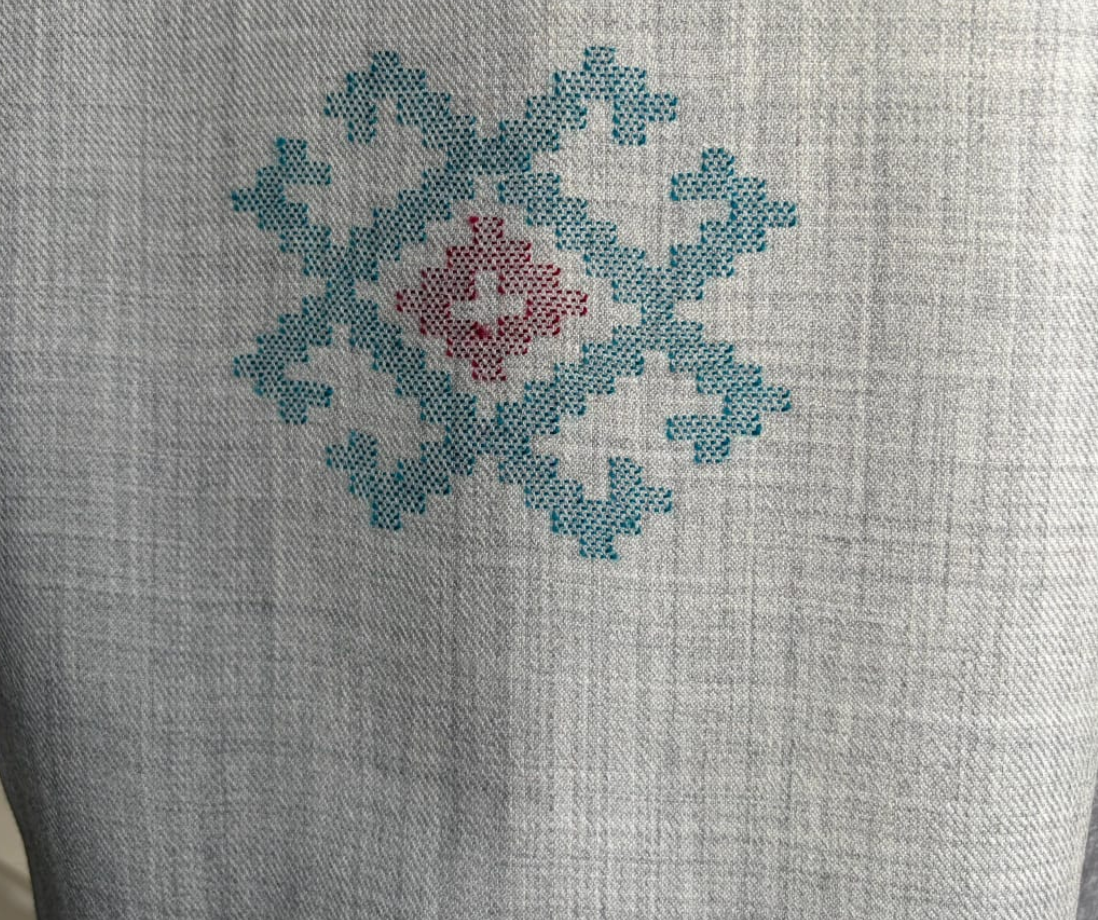 Hand Woven Pure Merino Wool Stole - Light Grey