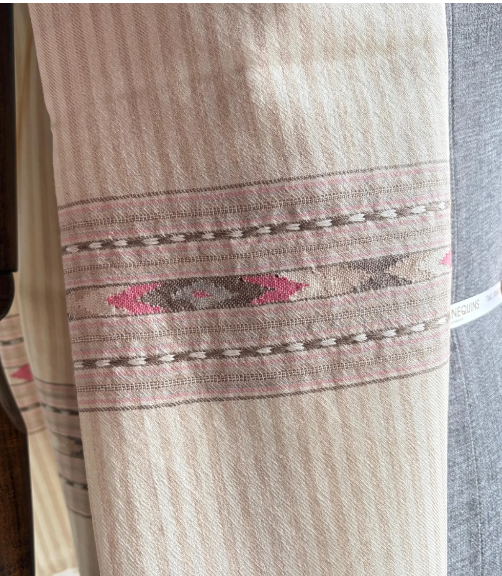 Hand Woven Pure Merino Wool Stole-  beige